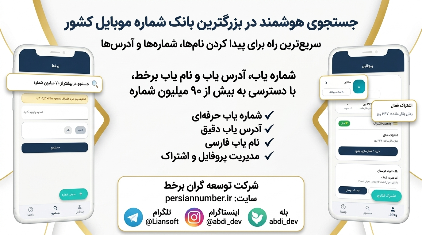 پرشین نامبر | سامانه هوشمند نام‌یاب، آدرس‌یاب و مزاحم‌یاب فارسی